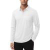 imageMAGCOMSEN Mens Polo Shirts with Pocket Long Sleeve Golf Quick Dry Shirts Performance Athletic Work Casual Collared ShirtWhite