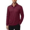 imageMAGCOMSEN Mens Polo Shirts with Pocket Long Sleeve Golf Quick Dry Shirts Performance Athletic Work Casual Collared ShirtWine Red
