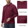 imageMAGCOMSEN Mens Polo Shirts with Pocket Long Sleeve Golf Quick Dry Shirts Performance Athletic Work Casual Collared ShirtWine Red