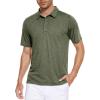 imageMAGCOMSEN Mens Short Sleeve Polo Golf Shirts 3Button Moisture Wicking Athletic TShirts Casual Collared ShirtArmy Green