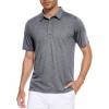 imageMAGCOMSEN Mens Short Sleeve Polo Golf Shirts 3Button Moisture Wicking Athletic TShirts Casual Collared ShirtDark Grey