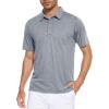 imageMAGCOMSEN Mens Short Sleeve Polo Golf Shirts 3Button Moisture Wicking Athletic TShirts Casual Collared ShirtLight Grey
