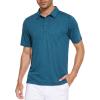 imageMAGCOMSEN Mens Short Sleeve Polo Golf Shirts 3Button Moisture Wicking Athletic TShirts Casual Collared ShirtPeacock Blue