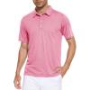 imageMAGCOMSEN Mens Short Sleeve Polo Golf Shirts 3Button Moisture Wicking Athletic TShirts Casual Collared ShirtPink
