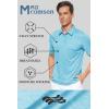 imageMAGCOMSEN Mens Short Sleeve Polo Golf Shirts 3Button Moisture Wicking Athletic TShirts Casual Collared ShirtWater Blue