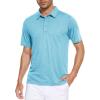 imageMAGCOMSEN Mens Short Sleeve Polo Golf Shirts 3Button Moisture Wicking Athletic TShirts Casual Collared ShirtWater Blue