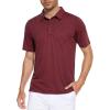 imageMAGCOMSEN Mens Short Sleeve Polo Golf Shirts 3Button Moisture Wicking Athletic TShirts Casual Collared ShirtWine