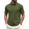 imageMAGCOMSEN Mens Polo Shirts Short Sleeve Cotton Pique Golf Shirt Casual Collared Shirt Lightweight Work Shirts with 3 ButtonsArmy Green
