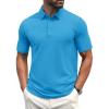 imageMAGCOMSEN Mens Polo Shirts Short Sleeve Cotton Pique Golf Shirt Casual Collared Shirt Lightweight Work Shirts with 3 ButtonsAzure