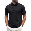 imageMAGCOMSEN Mens Polo Shirts Short Sleeve Cotton Pique Golf Shirt Casual Collared Shirt Lightweight Work Shirts with 3 ButtonsBlack