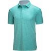 imageMAGCOMSEN Mens Short Sleeve Polo Golf Shirts 3Button Moisture Wicking Athletic TShirts Casual Collared ShirtLight Green