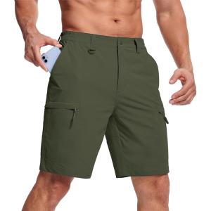 imageMAGCOMSEN Mens Hiking Shorts 5 Pockets WaterResistant Ripstop Quick Dry Outdoor Cargo Fishing Tactical ShortsArmy Green