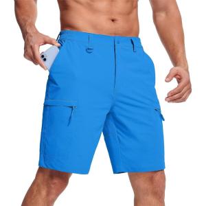 imageMAGCOMSEN Mens Hiking Shorts 5 Pockets WaterResistant Ripstop Quick Dry Outdoor Cargo Fishing Tactical ShortsAzure