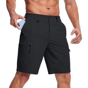 imageMAGCOMSEN Mens Hiking Shorts 5 Pockets WaterResistant Ripstop Quick Dry Outdoor Cargo Fishing Tactical ShortsBlack