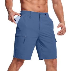 imageMAGCOMSEN Mens Hiking Shorts 5 Pockets WaterResistant Ripstop Quick Dry Outdoor Cargo Fishing Tactical ShortsBlue Grey