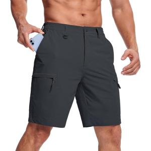 imageMAGCOMSEN Mens Hiking Shorts 5 Pockets WaterResistant Ripstop Quick Dry Outdoor Cargo Fishing Tactical ShortsDark Grey