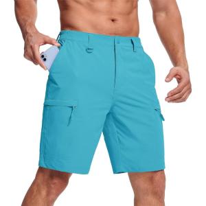imageMAGCOMSEN Mens Hiking Shorts 5 Pockets WaterResistant Ripstop Quick Dry Outdoor Cargo Fishing Tactical ShortsIce Blue