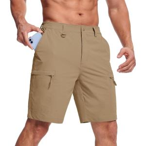 imageMAGCOMSEN Mens Hiking Shorts 5 Pockets WaterResistant Ripstop Quick Dry Outdoor Cargo Fishing Tactical ShortsKhaki