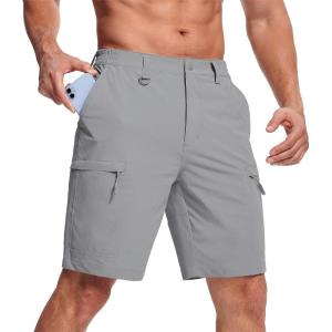 imageMAGCOMSEN Mens Hiking Shorts 5 Pockets WaterResistant Ripstop Quick Dry Outdoor Cargo Fishing Tactical ShortsLight Grey