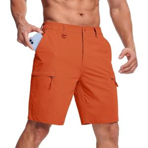 imageMAGCOMSEN Mens Hiking Shorts 5 Pockets WaterResistant Ripstop Quick Dry Outdoor Cargo Fishing Tactical ShortsOrange