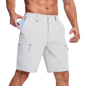 imageMAGCOMSEN Mens Hiking Shorts 5 Pockets WaterResistant Ripstop Quick Dry Outdoor Cargo Fishing Tactical ShortsWhite