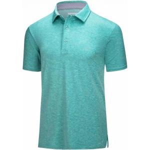 imageMAGCOMSEN Mens Short Sleeve Polo Golf Shirts 3Button Moisture Wicking Athletic TShirts Casual Collared ShirtLight Green