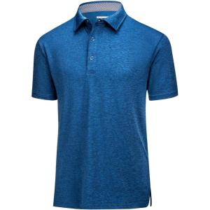 imageMAGCOMSEN Mens Short Sleeve Polo Golf Shirts 3Button Moisture Wicking Athletic TShirts Casual Collared ShirtMedium Blue
