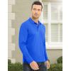 imageMAGCOMSEN Mens Polo Shirt Long Sleeve Golf Shirts Quick Dry Lightweight 3Button Performance Work Fishing AthleticAzure