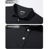 imageMAGCOMSEN Mens Polo Shirt Long Sleeve Golf Shirts Quick Dry Lightweight 3Button Performance Work Fishing AthleticBlack
