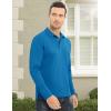 imageMAGCOMSEN Mens Polo Shirt Long Sleeve Golf Shirts Quick Dry Lightweight 3Button Performance Work Fishing AthleticBlue Green