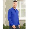 imageMAGCOMSEN Mens Polo Shirt Long Sleeve Golf Shirts Quick Dry Lightweight 3Button Performance Work Fishing AthleticColour Blue