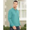 imageMAGCOMSEN Mens Polo Shirt Long Sleeve Golf Shirts Quick Dry Lightweight 3Button Performance Work Fishing AthleticGrey Green