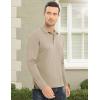 imageMAGCOMSEN Mens Polo Shirt Long Sleeve Golf Shirts Quick Dry Lightweight 3Button Performance Work Fishing AthleticKhaki