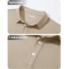 imageMAGCOMSEN Mens Polo Shirt Long Sleeve Golf Shirts Quick Dry Lightweight 3Button Performance Work Fishing AthleticKhaki