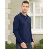 imageMAGCOMSEN Mens Polo Shirt Long Sleeve Golf Shirts Quick Dry Lightweight 3Button Performance Work Fishing AthleticNavy