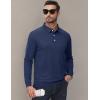 imageMAGCOMSEN Mens Polo Shirt Long Sleeve Golf Shirts Quick Dry Lightweight 3Button Performance Work Fishing AthleticNavy