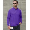 imageMAGCOMSEN Mens Polo Shirt Long Sleeve Golf Shirts Quick Dry Lightweight 3Button Performance Work Fishing AthleticPurple