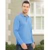 imageMAGCOMSEN Mens Polo Shirt Long Sleeve Golf Shirts Quick Dry Lightweight 3Button Performance Work Fishing AthleticSky Blue