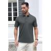 imageMAGCOMSEN Mens Polo Shirts Short Sleeve Cotton Pique 3 Button Classic Fit Casual TShirt Performance Golf ShirtsDark Grey