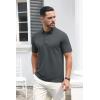 imageMAGCOMSEN Mens Polo Shirts Short Sleeve Cotton Pique 3 Button Classic Fit Casual TShirt Performance Golf ShirtsDark Grey