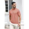 imageMAGCOMSEN Mens Polo Shirts Short Sleeve Cotton Pique 3 Button Classic Fit Casual TShirt Performance Golf ShirtsGrey Pink