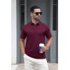 imageMAGCOMSEN Mens Polo Shirts Short Sleeve Cotton Pique 3 Button Classic Fit Casual TShirt Performance Golf ShirtsWine Red