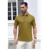 imageMAGCOMSEN Mens Polo Shirts Short Sleeve Cotton Pique 3 Button Classic Fit Casual TShirt Performance Golf ShirtsWolf Brown