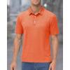 imageMAGCOMSEN Mens ShortSleeve PoloGolf Shirts for Men 3Button Moisture WickingAthletic Outdoor Collared TShirtOrange