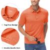 imageMAGCOMSEN Mens ShortSleeve PoloGolf Shirts for Men 3Button Moisture WickingAthletic Outdoor Collared TShirtOrange