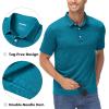 imageMAGCOMSEN Mens ShortSleeve PoloGolf Shirts for Men 3Button Moisture WickingAthletic Outdoor Collared TShirtPeacock Blue