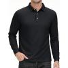 imageMAGCOMSEN Mens Polo Shirt Long Sleeve Golf Shirts Quick Dry Lightweight 3Button Performance Work Fishing AthleticBlack