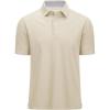 imageMAGCOMSEN Mens Polo Shirts Short Sleeve Cotton Pique 3 Button Classic Fit Casual TShirt Performance Golf ShirtsKhaki