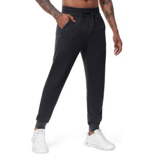 imageMAGCOMSEN Mens Joggers Athletic Running Pants Workout Gym Lightweight Sweatpants with Pockets Tappered Track Jogging PantsBlack