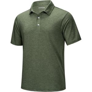imageMAGCOMSEN Mens ShortSleeve PoloGolf Shirts for Men 3Button Moisture WickingAthletic Outdoor Collared TShirtArmy Green